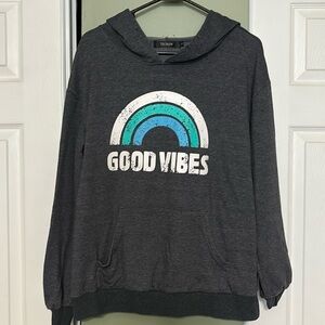 TECREW GOOD VIBES Rainbow Women’s Hoodie Sweatshirt, Excellent Condition!